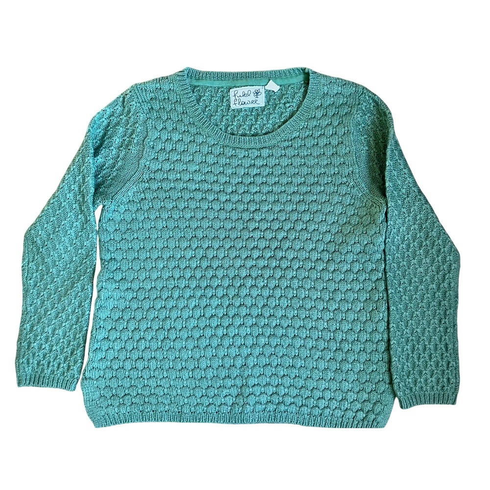 Anthropologie Field Flower Chunky Textured  Sweater‎ Pullover Green Size XL